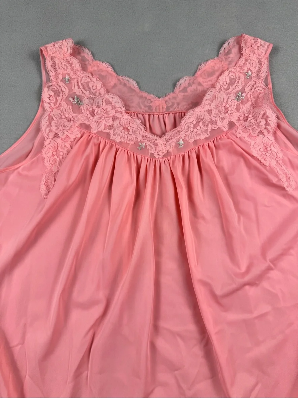 Vintage Shadowline Nightgown Robe Set Pink Lace Medium Silky 70’s Retro Classic